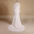 Romantic Long Sleeve Scoop Neck Mermaid Delicate Beads & Lace Wedding Dress